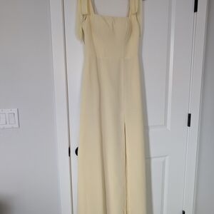 Azazie Cream Maxi Dress with Slit